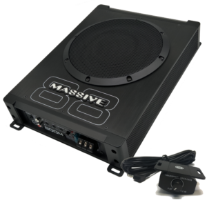 BOOM88 - 8" 200 Watts RMS Hideaway Under Seat Powered Subwoofer, Clip LED, Bass Boost, 180Âº Phase Shift