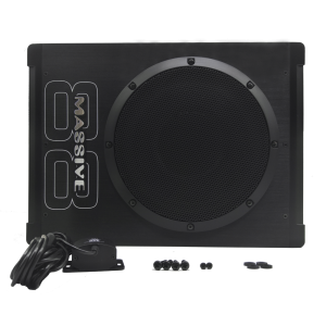 BOOM88 - 8" 200 Watts RMS Hideaway Under Seat Powered Subwoofer, Clip LED, Bass Boost, 180Âº Phase Shift
