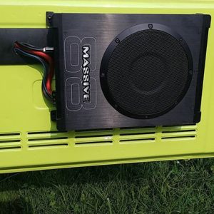 BOOM88 - 8" 200 Watts RMS Hideaway Under Seat Powered Subwoofer, Clip LED, Bass Boost, 180Âº Phase Shift